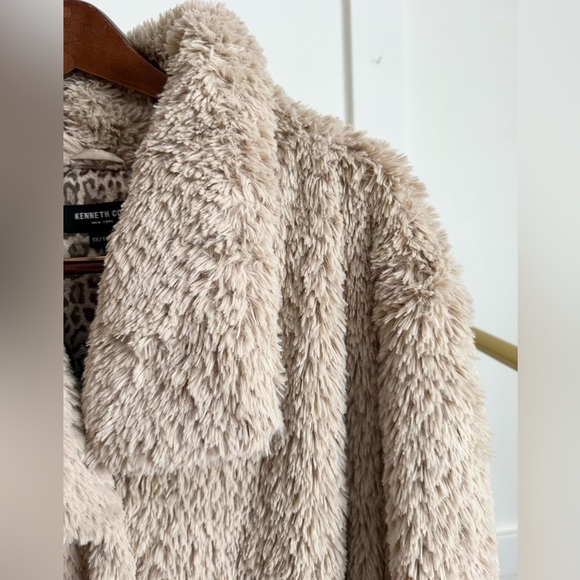 Kenneth Cole Faux Fur Tan Soft Leopard Lined Coat Womens Size 1X - Picture 5 of 11